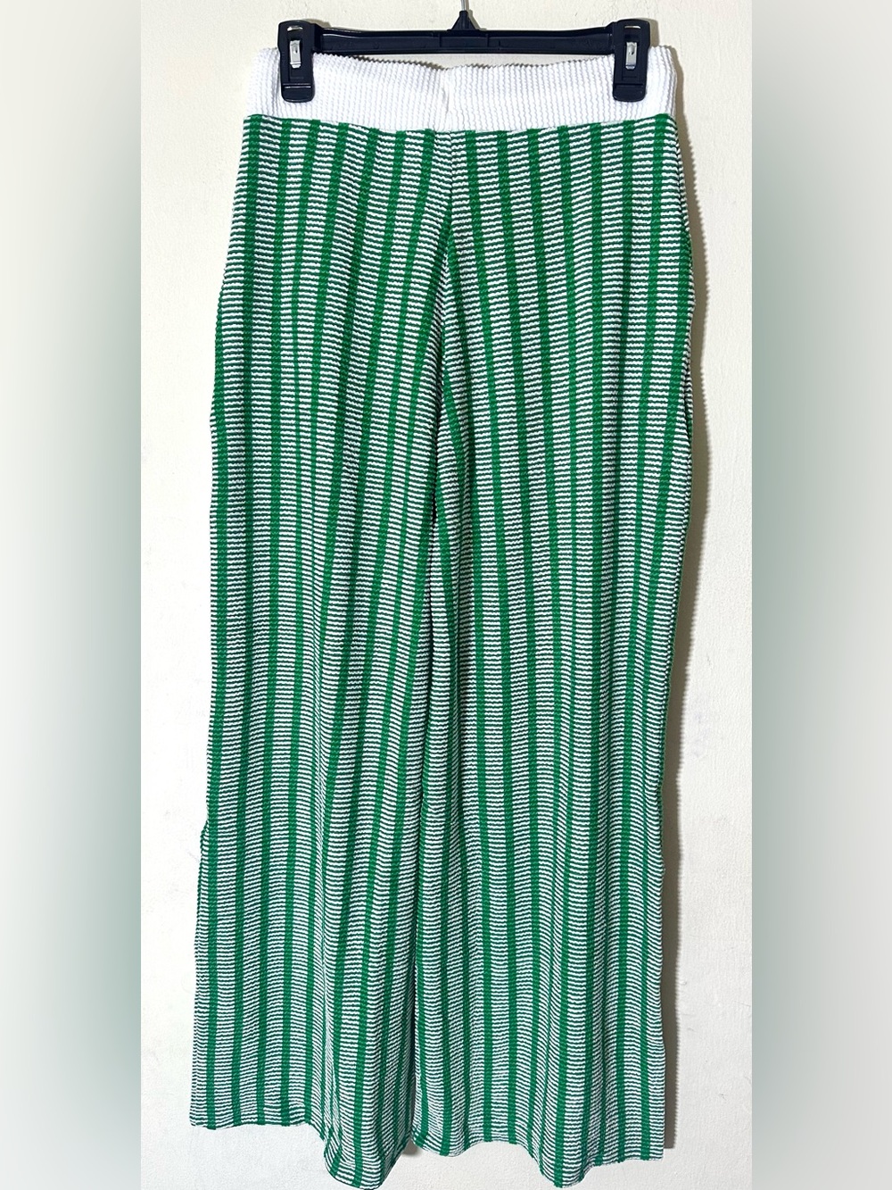 Zenana Raised Rib Striped Pullover & Wide Leg Pants Set Women’s Kelly Green - Picture 6 of 9